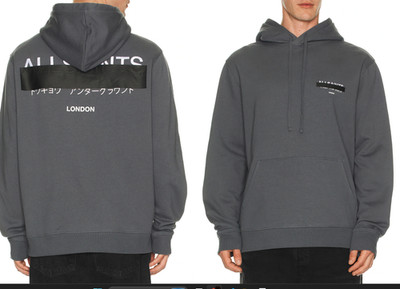 AllSaints Redacted Logo Hoodie | Size XS Rare | Grey
