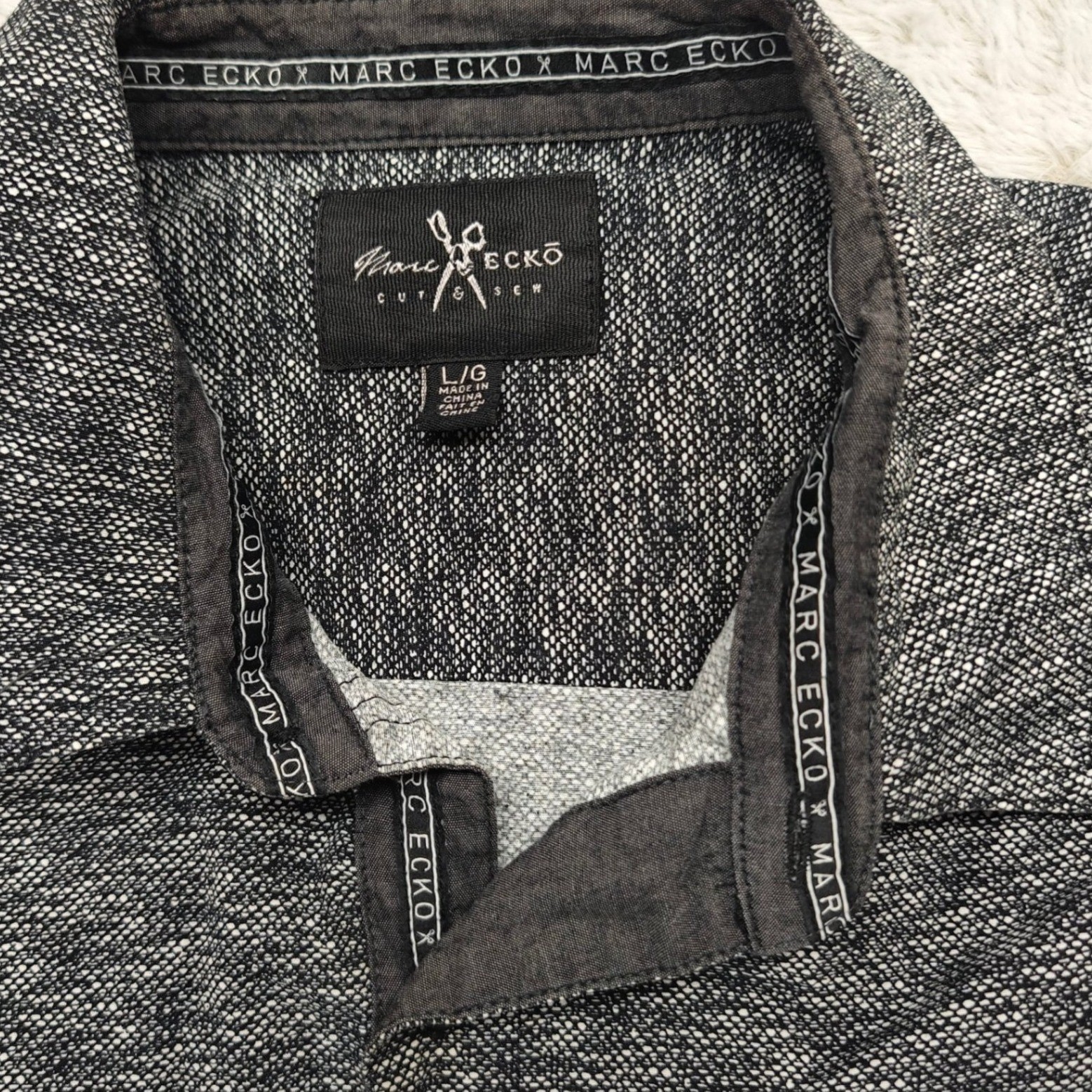 Mark Ecko  Button Down Top Men Large Black Patter… - image 2