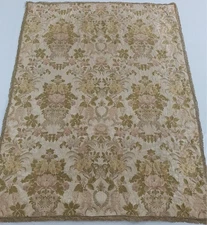 Elegant Vintage Floral Patterned Fabric Panel - Cream & Muted Green 160x123cm