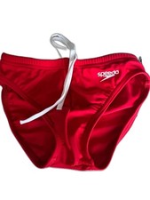 Speedo Bright Red Boys Size 26 Swim Brief with White Drawcord and Pride Banner