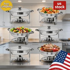 6 Pack Stainless Steel Chafing Dish Buffet Set, 5 QT Round Food Warmer with Lid,