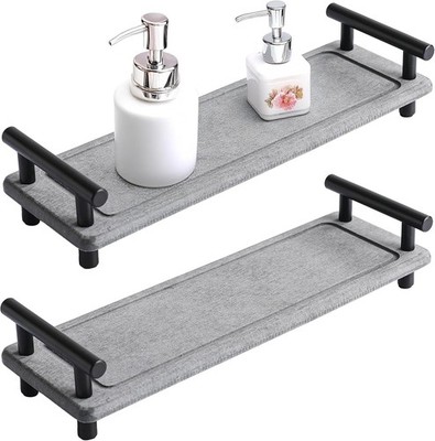 2PCS Water Absorbing Stone Tray, Instant Dry Sink Caddy, Stone Drying Tray