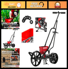 Garden Push Seeder Planter With 6 Seed Plates Zinc Plow Blade Steel Frame Red Garden Push Seeder Planter With 6 Seed Plates Zinc Plow Blade Steel Frame Red