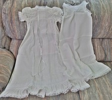 Hand made Christening gown, slip, bonnets, booties, blankets White