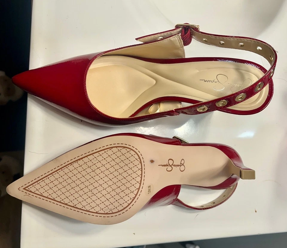 Zapatos de tacón alto Jessica Simpson para mujer de charol rojo talla 8,5 nuevos Foto 3 de 4