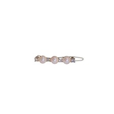 Vintage Faux Blush Pearl Rhinestone Silver Tone Snap Hair Barrette