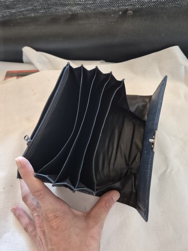 Schwarzer Bediener Geldbörse Klassisch Vintage Leder viele Fächer Metallschnalle - Bild 4 von 6