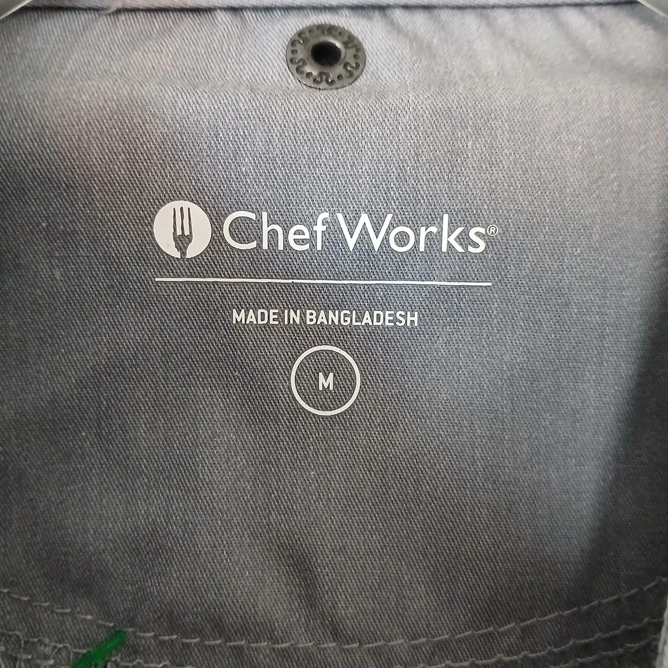 Abrigo de cocina profesional Chef Works talla mediana con botones manga larga gris Foto 3 de 4