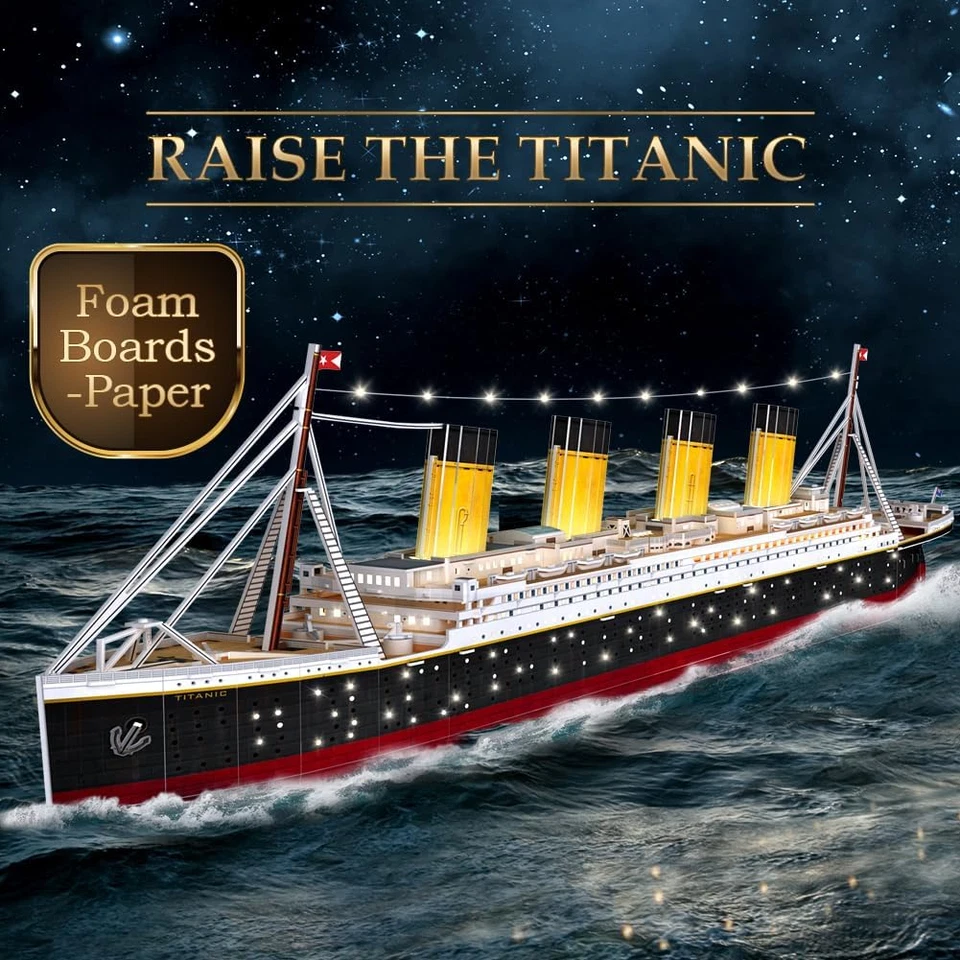 Puzzle 3D LED Titanic - Regali Di San Valentino Grande Nave Modello Kit Di Costr - Immagine 2 di 4