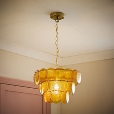 Chandelier Ceiling Light Fitting Pendant Glass Disc 3 Tier Living Room