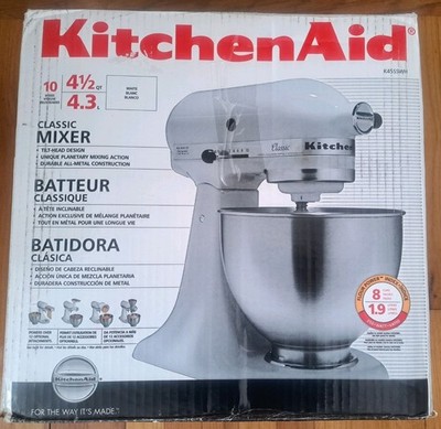 KitchenAid Classic Series K455 4.5 Quart Tilt-Head Stand Mixer-White-Brand New