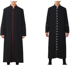 Mens Clergy Cassock Priest Cassock Preacher Minister Single Breasted Robe
