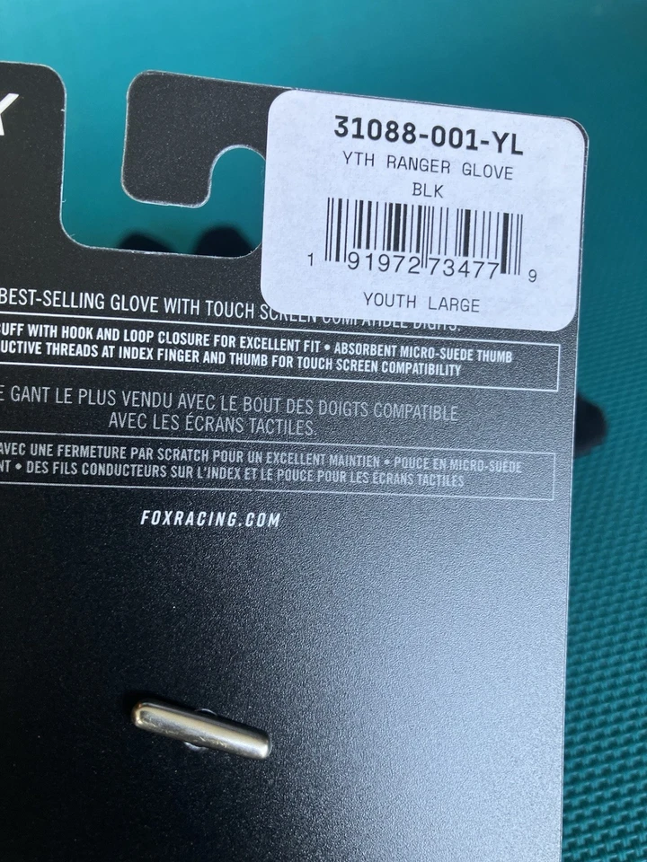 Guantes de ciclismo Fox Racing Youth Ranger MTB negros nuevos jóvenes grandes Foto 2 de 3