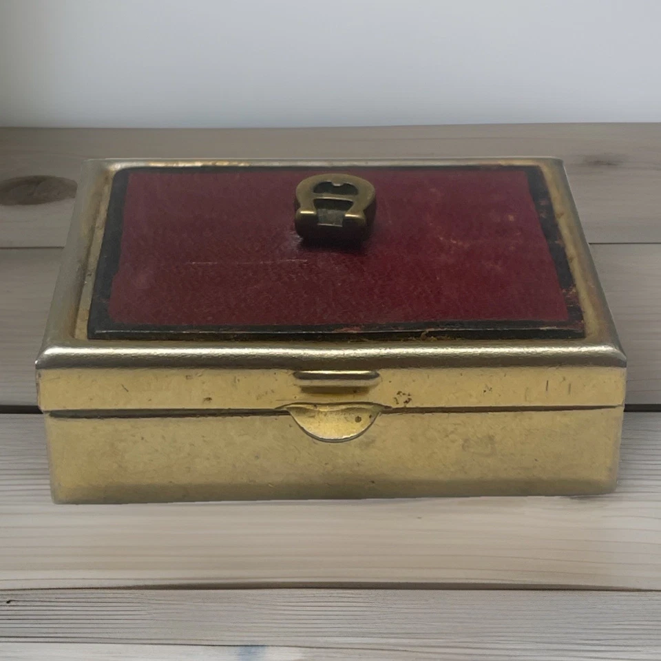 Pastillero vintage de diseño Etienne Aigner cuero granate 2 compartimentos baratijas Foto 2 de 4