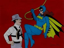 BATMAN TV SHOW WITH YVONNE CRAIG AS BATGIRL ORIGINAL COMIC  ART 2 ON CARD STOCK