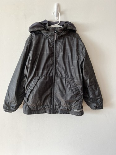 Gap Kids Boys Windbreaker Jacket Coat Size M(8) Lightweight Packable Hooded Gray - Picture 2 of 7