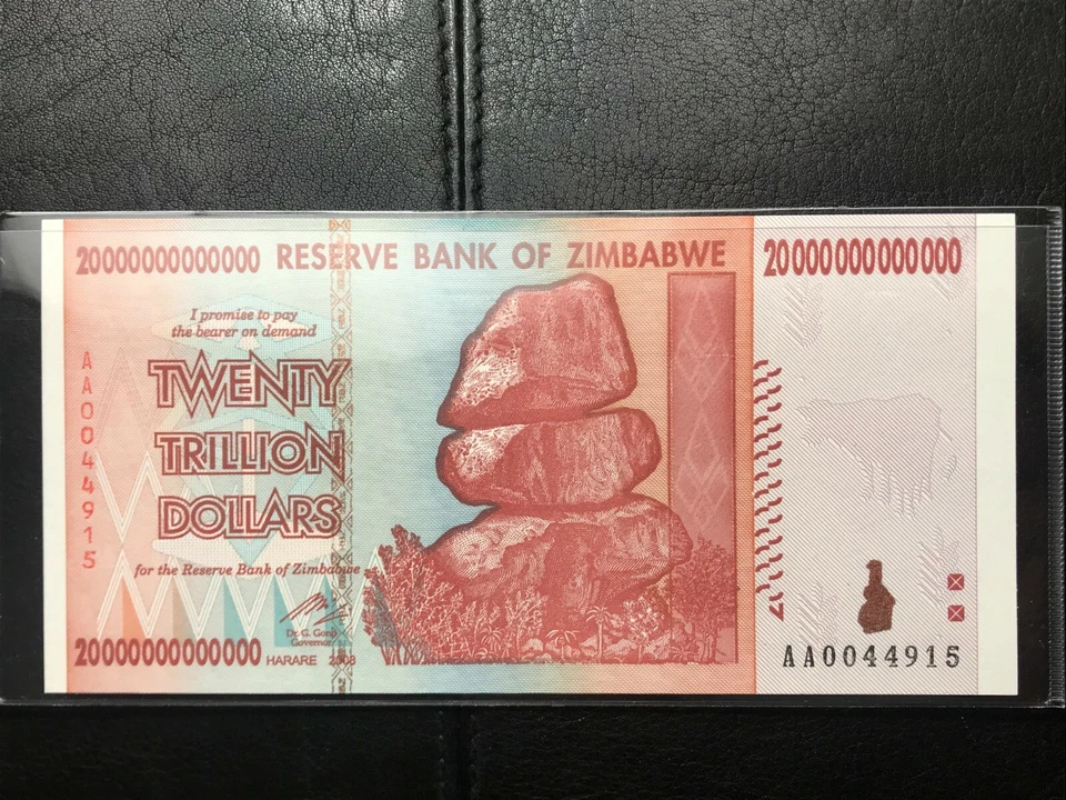 2008 20 trilhões de dólares do Zimbábue nota UNC 100 trilhões série baixa # - Imagem 2 de 4