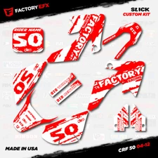 Red & White Slick Racing Graphics Kit fits 04-12 Honda Crf50 CRF 50 Decals