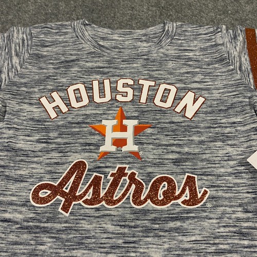 Houston Astros New Era Glitter Shirt Youth Girls 6/6x Small Gray MLB Baseball - Picture 5 of 20