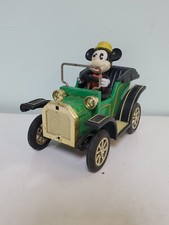 Vintage Walt Disney Mickey Mouse Green Pull Lever Car Masudaya Corp 1981