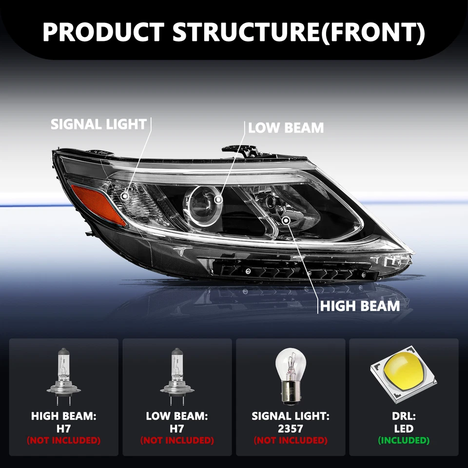 Для 2014-2015 Kia Sorento LX LED DRL проектор правой пассажирской стороне фары - Изображение 2 из 4
