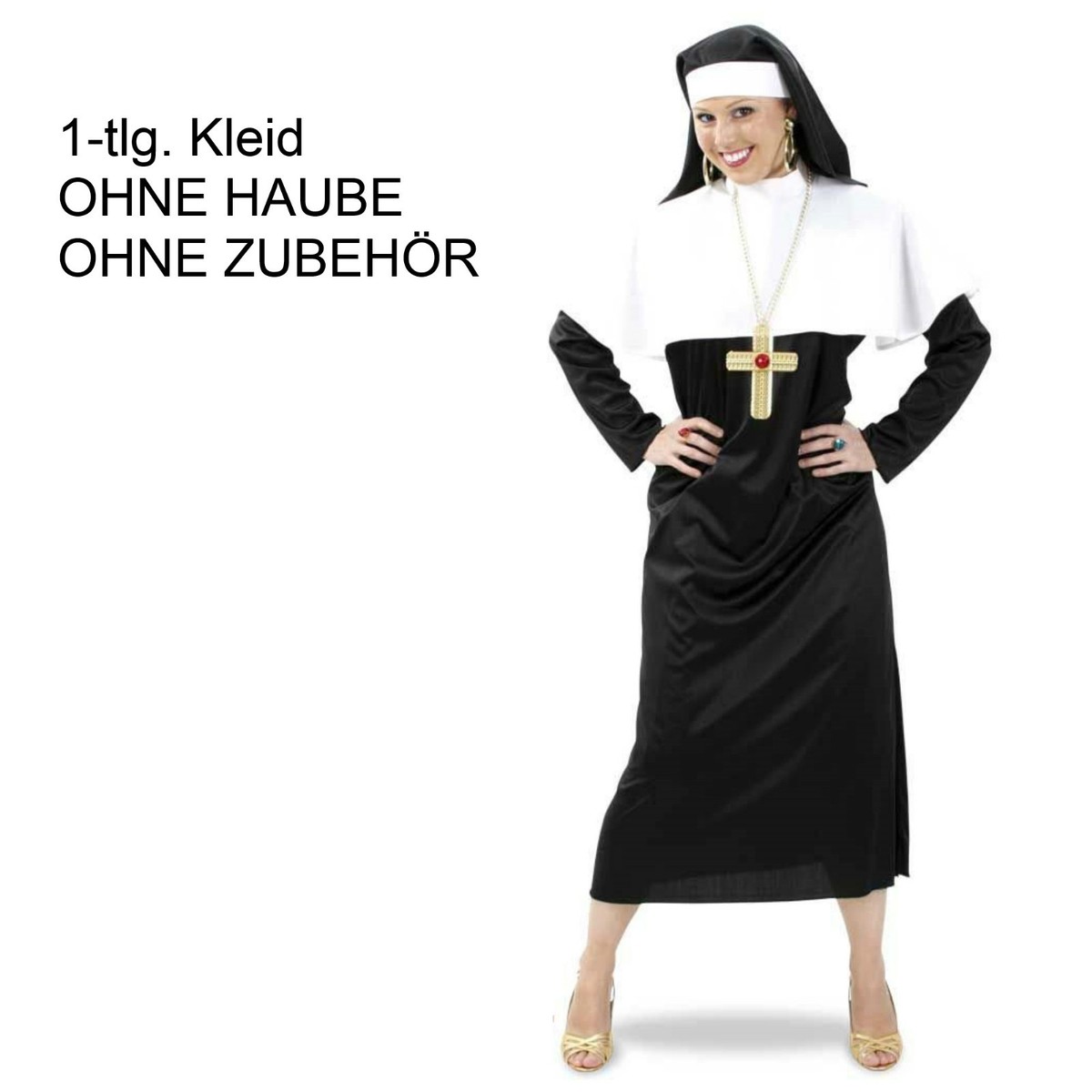 Damenkostüm Nonne - 2-teiliges Kleid Mit Haube Für Karneval & Mottoparty