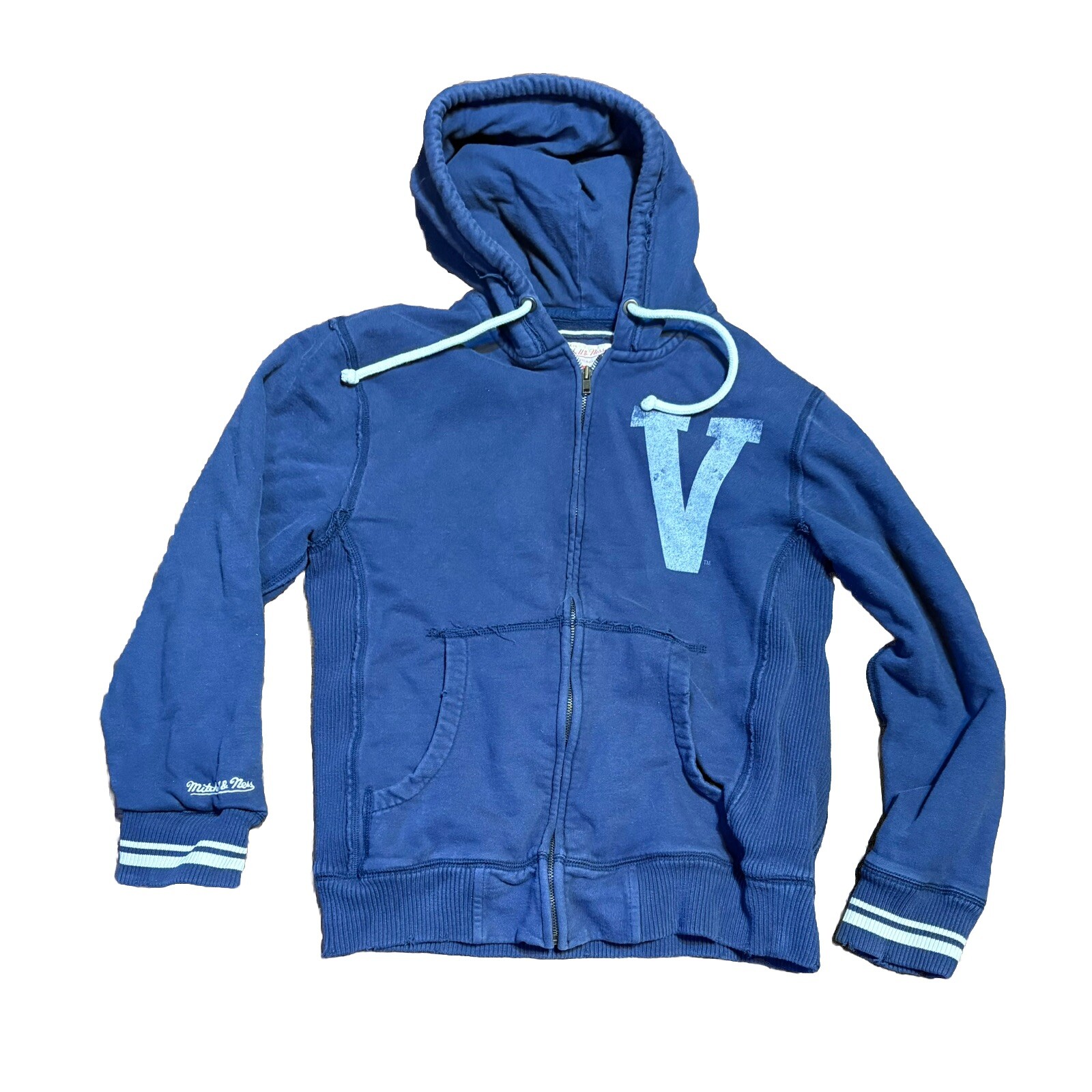 Mitchell & Ness Bomber Style Villanova Hoodie Sweatshirt Front & Back Hit Zip M*