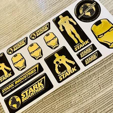 Iron Man Stark Industries Tony gold Chrome 3d domed emblem decal stickers
