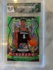2020-21 Prizm Draft Picks Anthony Edwards Crusade Neon Green Fast Break /5 RARE