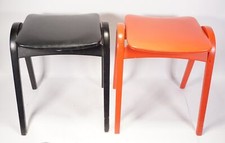 2X True Vintage Akita Mokko Design Isamu Kenmochi Bentwood Stool Red Black