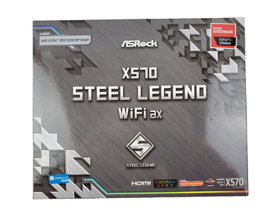 ASRock X570 STEEL LEGEND WIFI AX, AM4 AMD ATX Motherboard (Please