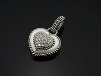 Judith Ripka Sterling Silver Mop Cz Cluster Heart Enhancer Pendant Nice Fashion Judith Ripka Sterling Silver Mop Cz Cluster Heart Enhancer Pendant Nice Fashion