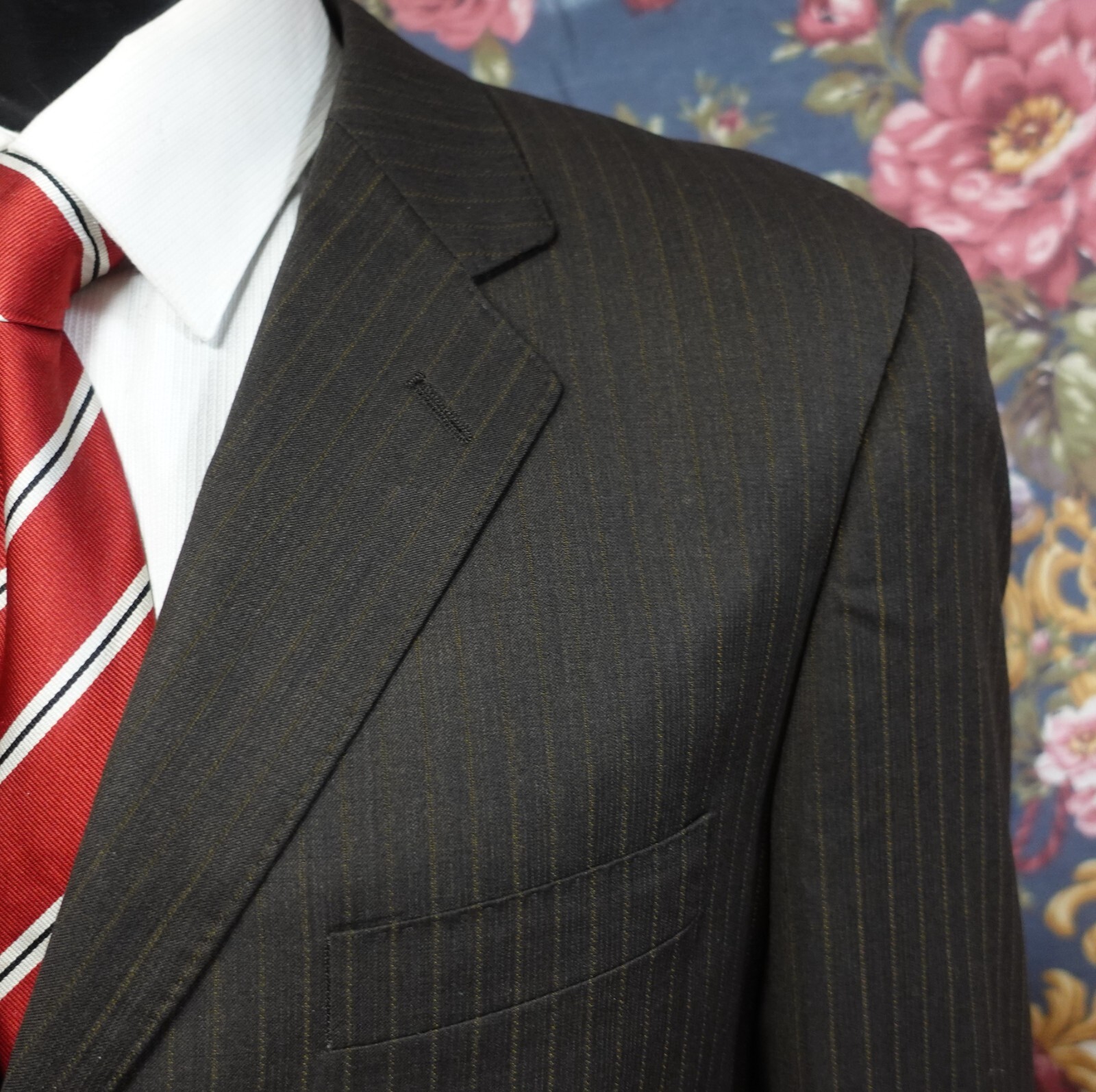 Naldini Italian Brown Pinstripe Suit 42L eBay