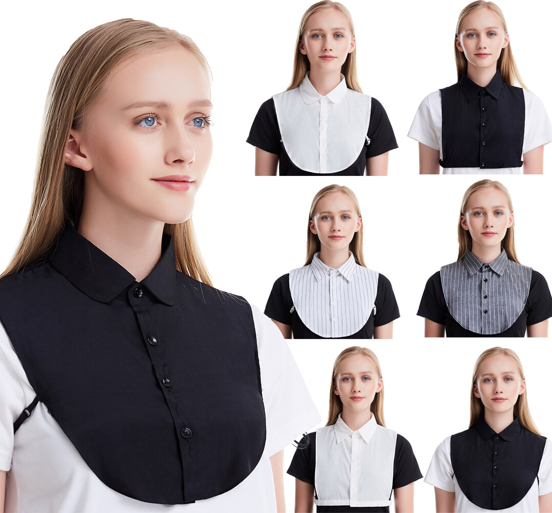 Women's White Chiffon Dickey Collar - Detachable Victorian Style Blouse Accessory