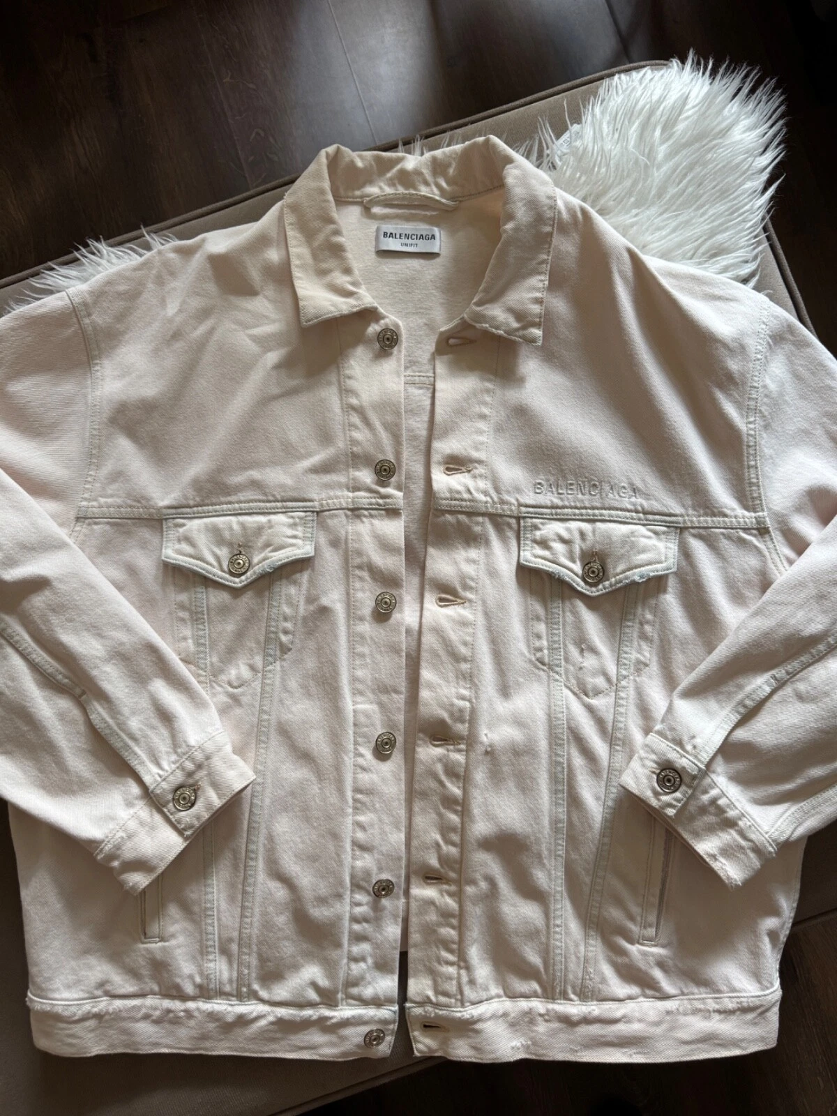 Cappotto giacca denim panna sporca Balenciaga taglia XS vestibilità L XL PREZZO AL PUBBLICO 2000 GBP