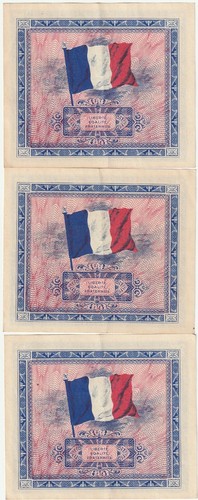 France Lot 3 10 Francs Allied Military Currency's 1944 About Unc Pick# - Picture 2 of 2
