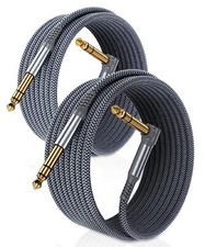 2 Pack 15FT 1/4 Inch TRS Cable AMP Cord Right Angle for Electric Guitar Stereo