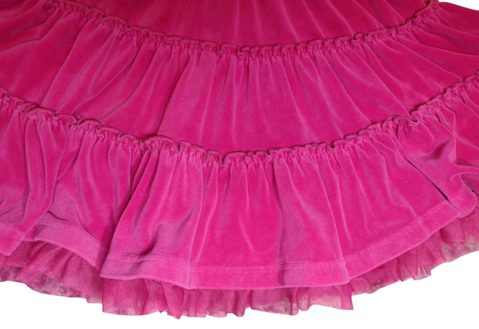 Vestido Hanna Andersson Rosa Terciopelo Niñas Giratorio 8 Fiesta Crinolina Elastizado en Niveles Foto 2 de 4
