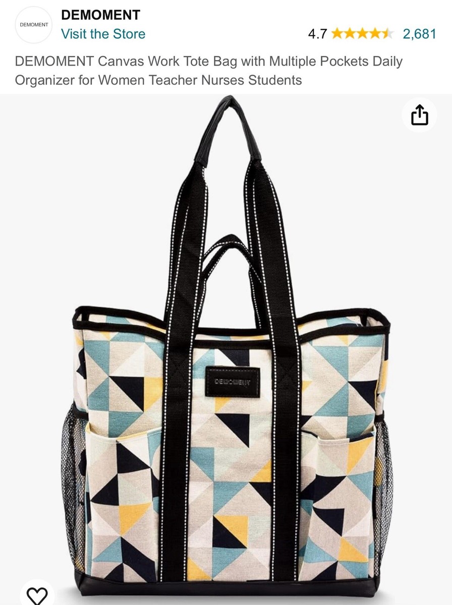 Sac Fourre Tout Femme DEMOMENT Utility Canvas Work Tote Bag With - Main Image