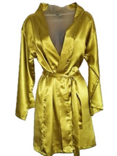041 Pretty Little Thing Lime Gold Belted Satin Robe Kimono