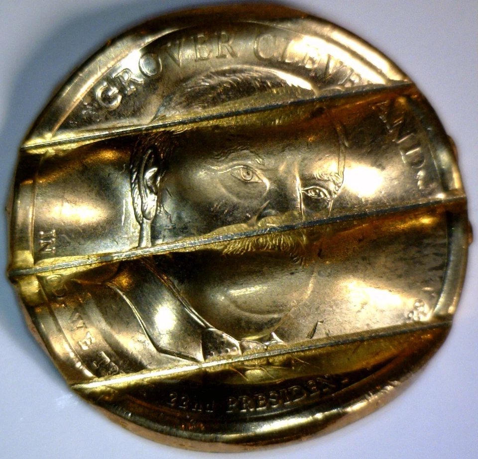 2012d ERROR WAFFLED Grover Cleveland President Dollar $1 Coin STRK DETAIL Waffle - Image 3 of 4