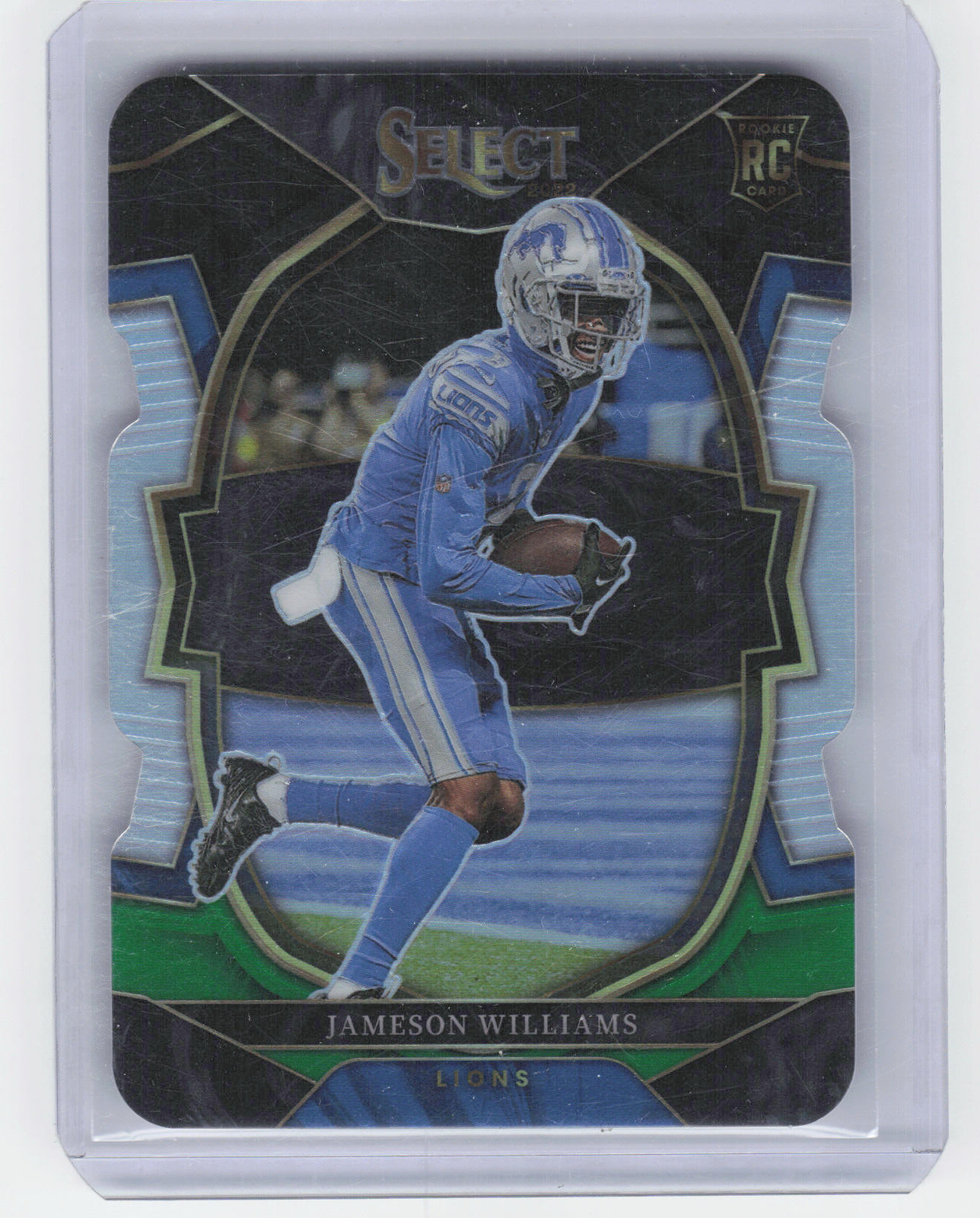 2022 Panini Select #57 Jameson Williams Black and Green Prizm Die Cut