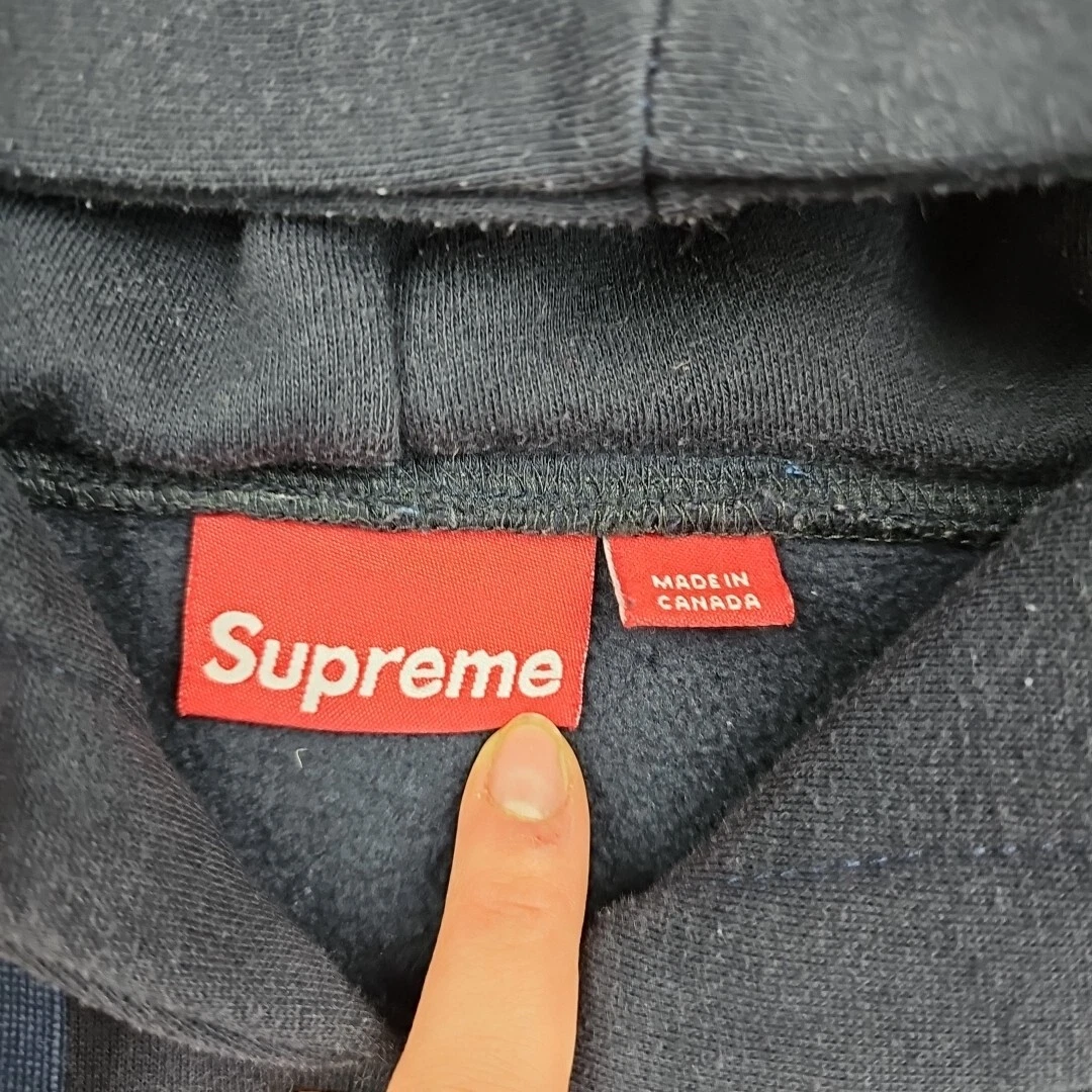 Felpa con cappuccio Supreme Box logo blu navy con logo rosso taglia XL pullover rosso Newyork Canada