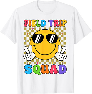 Field Trip Squad Retro Smile Teacher Kids Field Day 2025 T-Shirt
