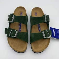 Birkenstock New w/ Box Arizona Mountain View Green Suede Soft Footbed Narrow