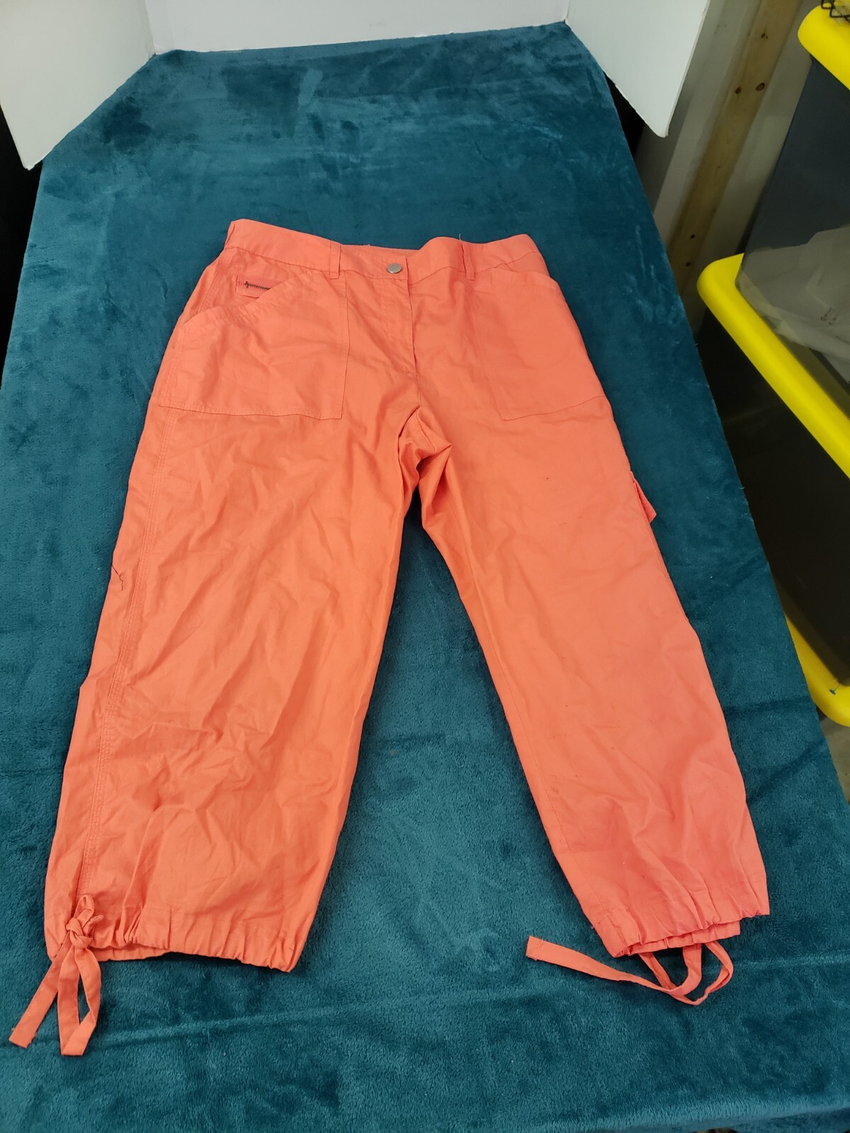 Chico's Womens Orange Capri Pants Size 1 US Sz 8 Medium Ladies 100% Cotton  | eBay
