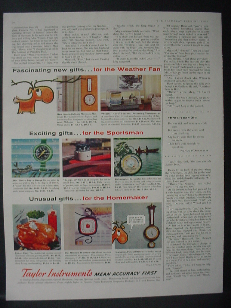 1959 Taylor Instruments Thermometer Barometer Compass etc Vintage