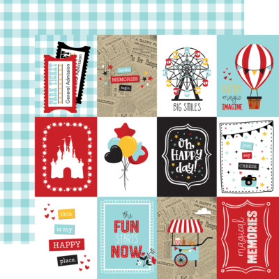 2 Sheets Echo Park Paper A MAGICAL PLACE 12x12 Cardstock - 3x4 JOURNALING CARDS