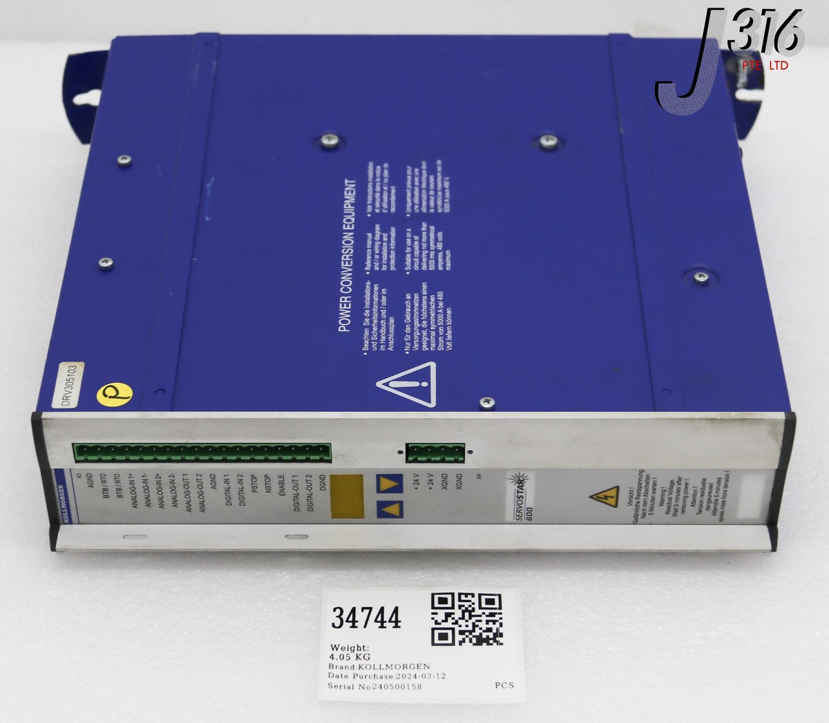34744 KOLLMORGEN SERVO AMPL, SERVOSTAR 600 SERIES, P/N: S60300-DN