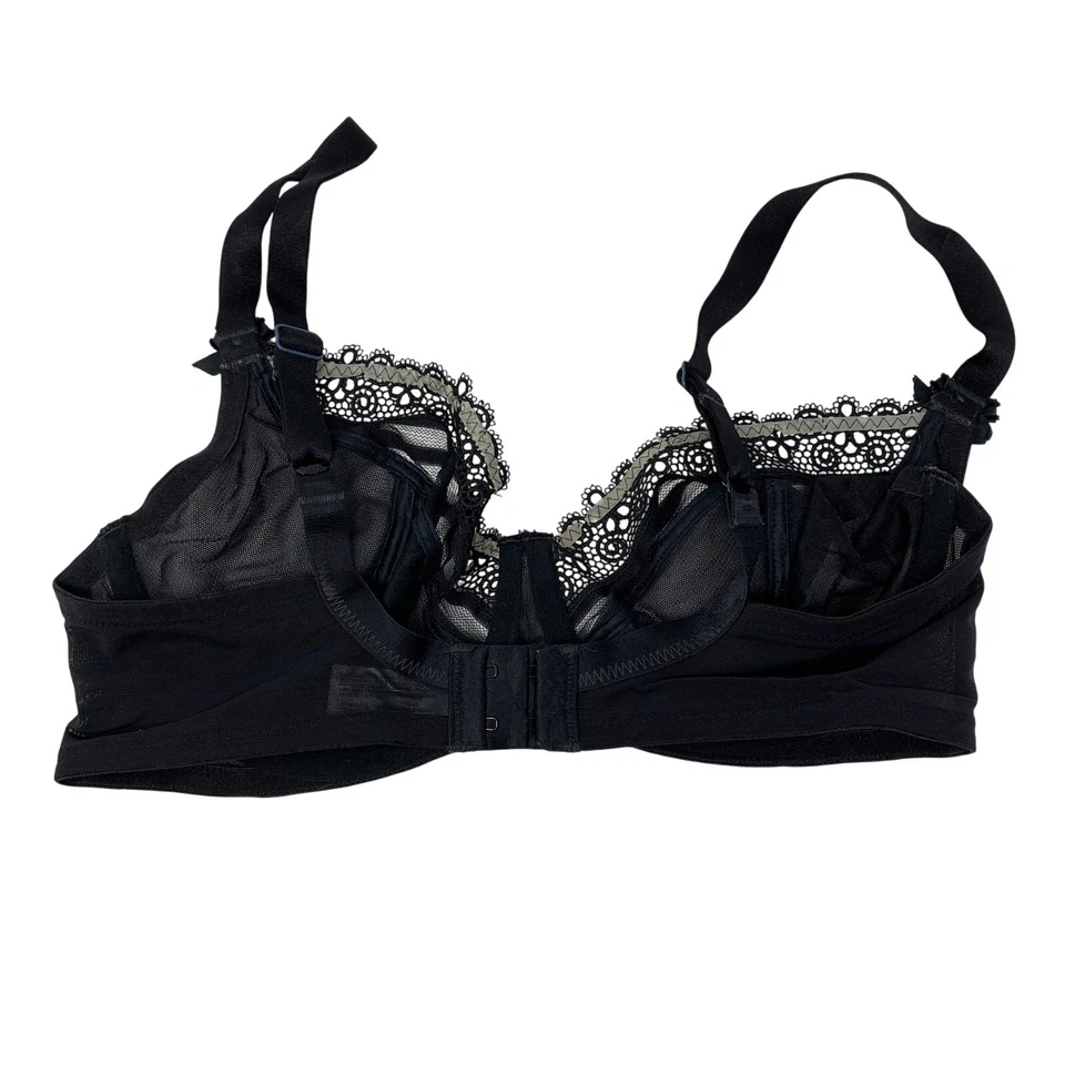 Wacoal Delicate Notion Sheer Lace Trimmed Bra Womens Sz 34D Black 855162 - Image 4 of 4
